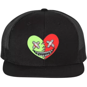 GLOW HEART BAWS : Black Trucker Hat (Flat Brim)