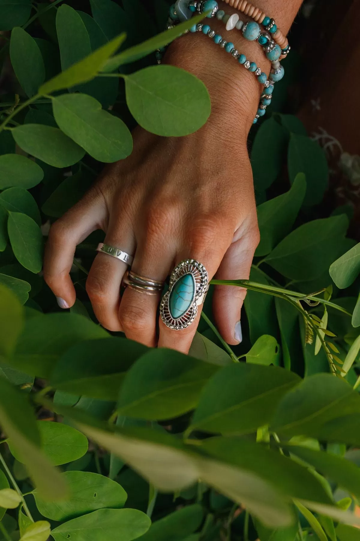 Go West Adjustable Turquoise Ring - Silver