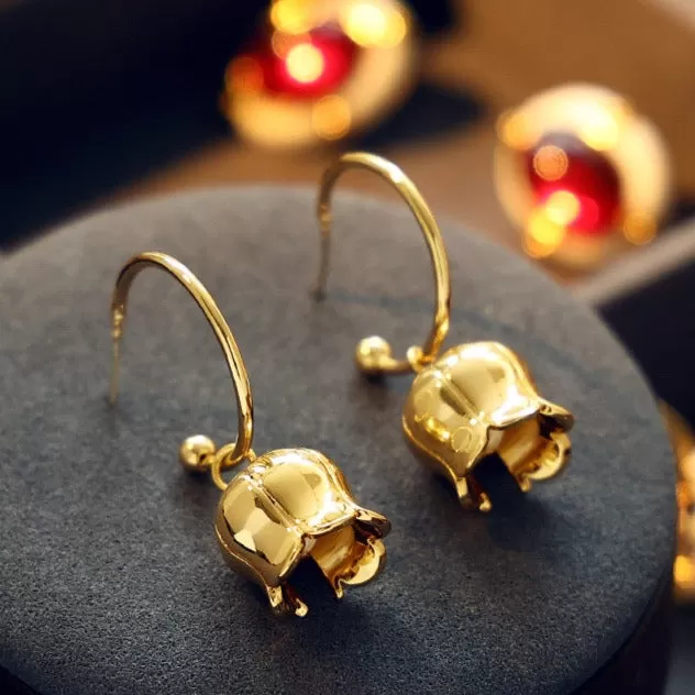 Gold Bell Orchid Earrings