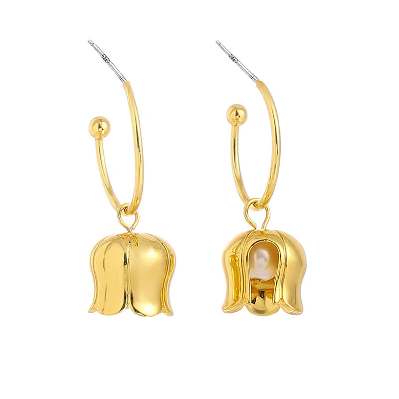 Gold Bell Orchid Earrings