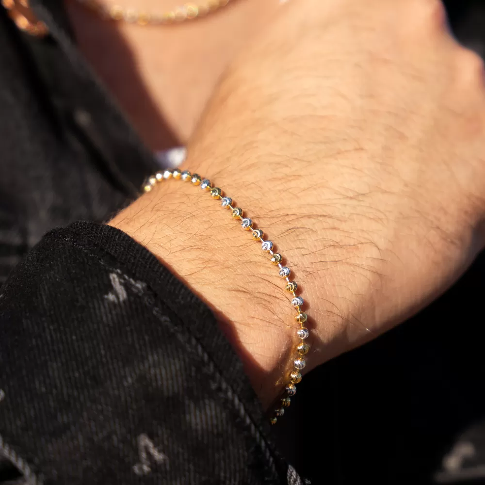 Gold Moon Cut Bead Bracelet (3MM)