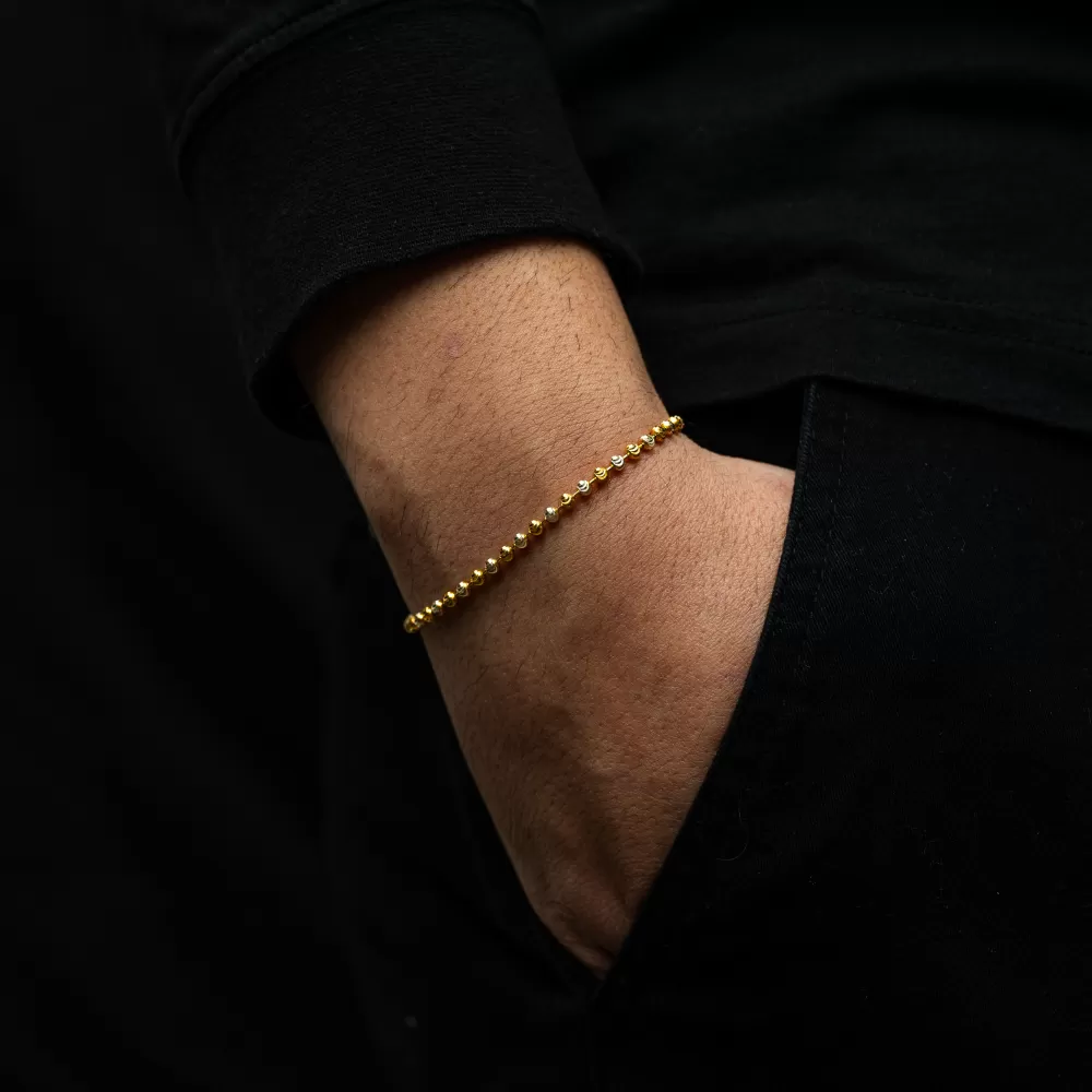 Gold Moon Cut Bead Bracelet (3MM)