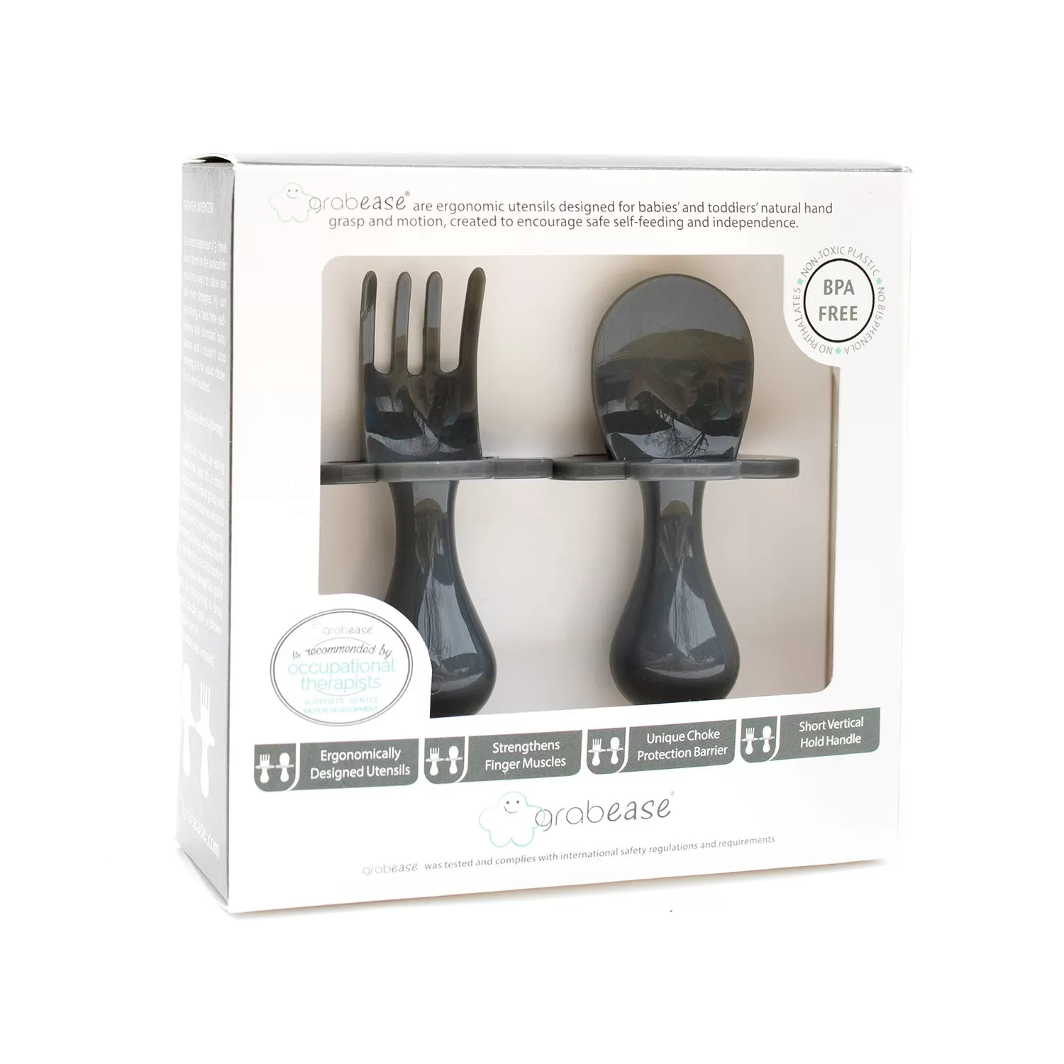 Grabease Stage 2 Self feeding Fork and Spoon Set - Grey