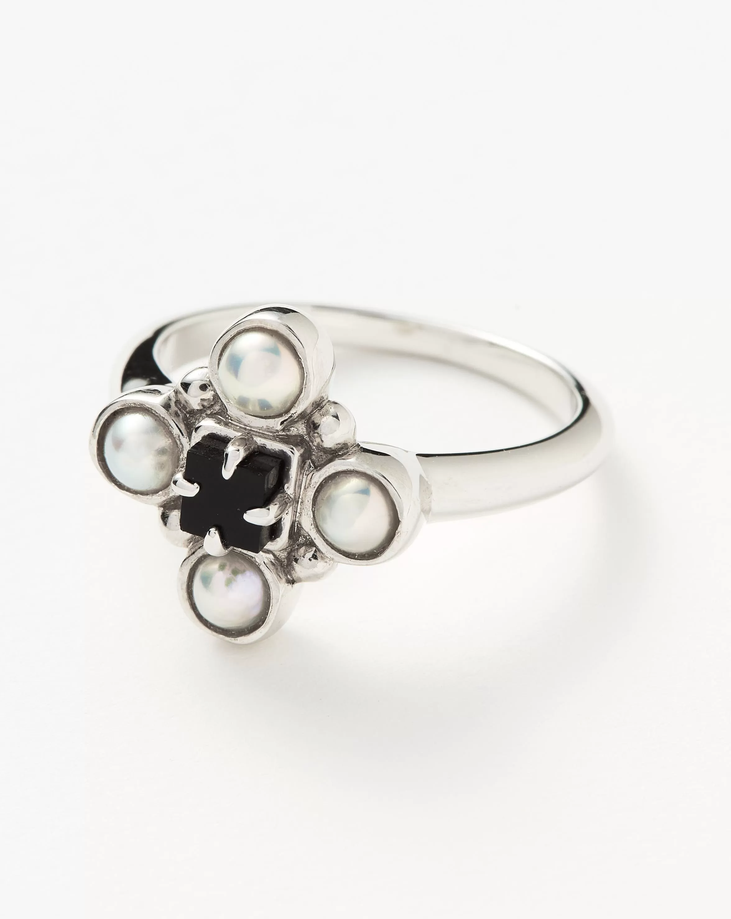 Harris Reed Quartet Ring | Sterling Silver/Pearl & Black Onyx