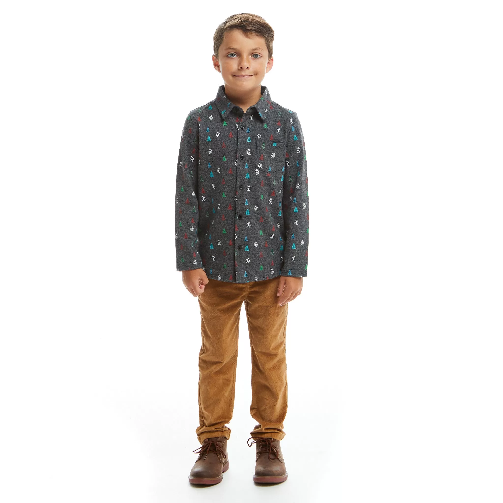 Heather Charcoal Yeti Knit Pique Buttondown Set  | Grey