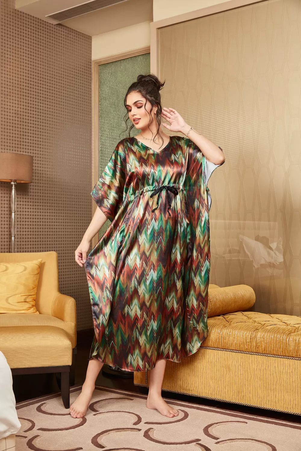 Jade garden satin Kaftan