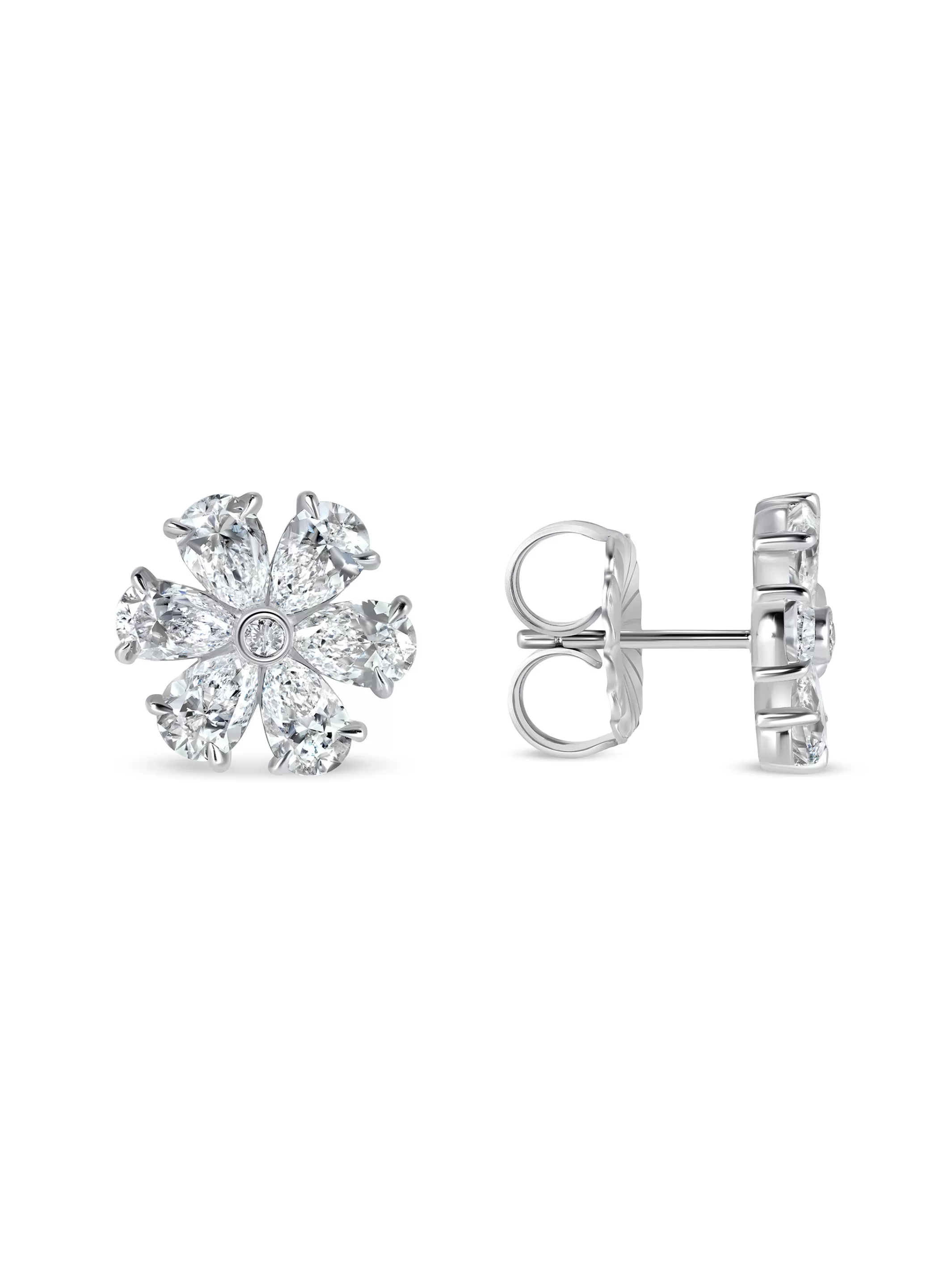 Julie Flower Diamond Stud Earrings 14K