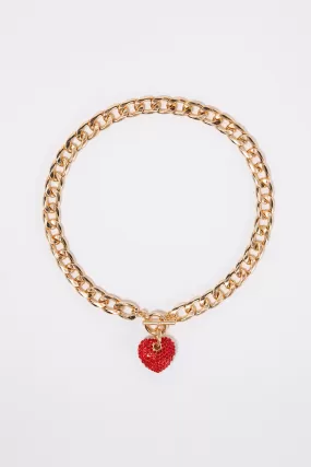 Khloe Heart Pendant Chain Toggle Necklace