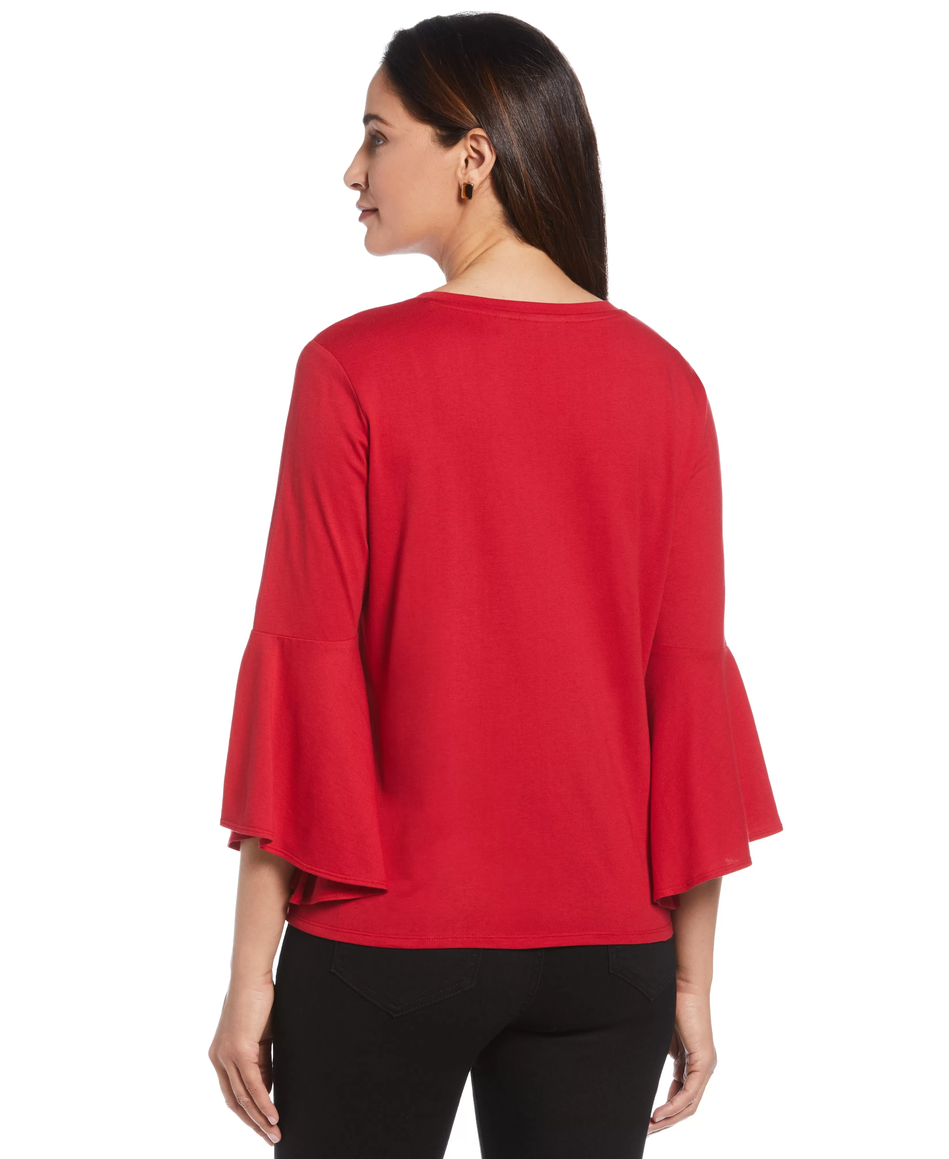 Knit V-Neck Ruffle Sleeve Top