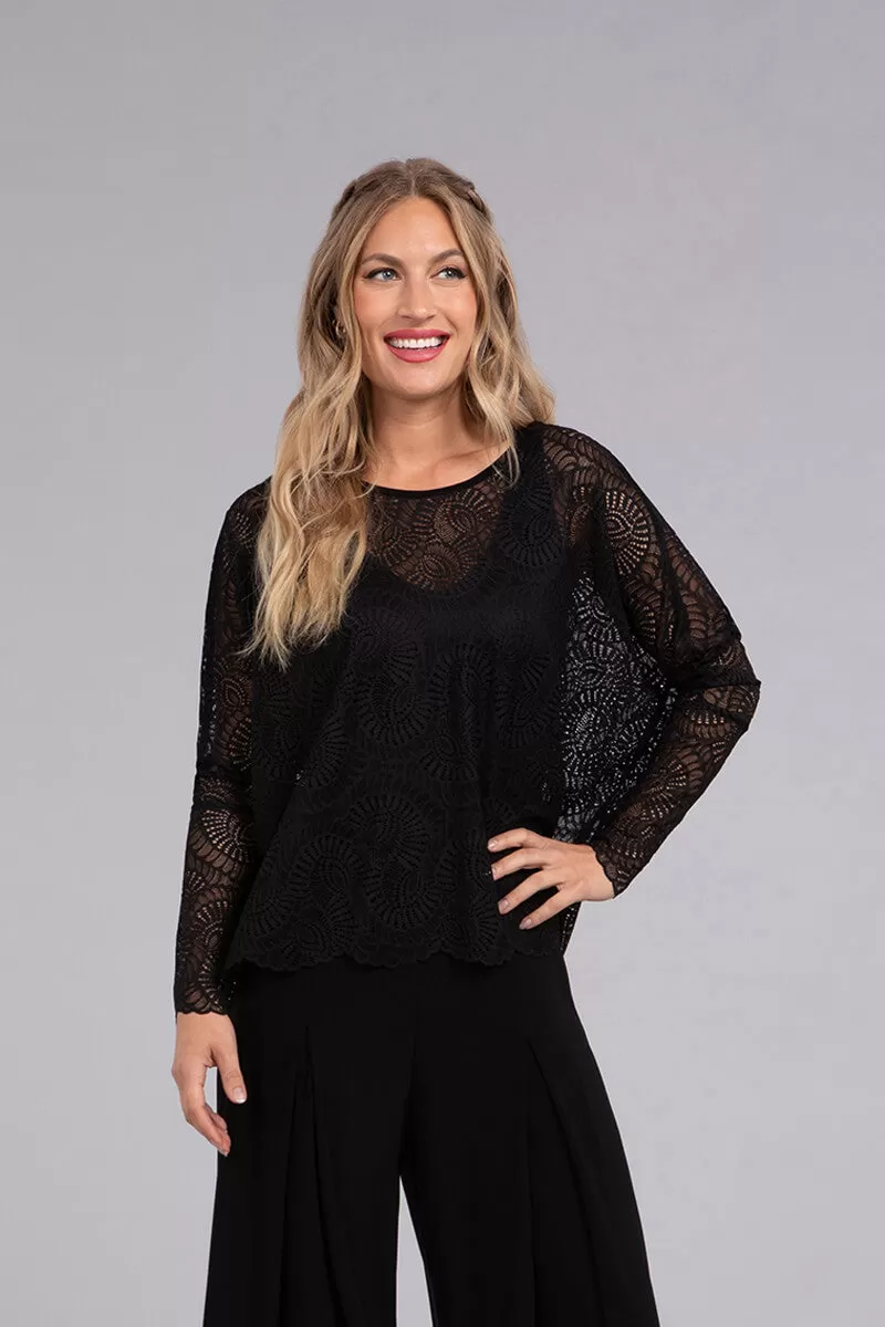 Lace Reversible Cinch Top | Black