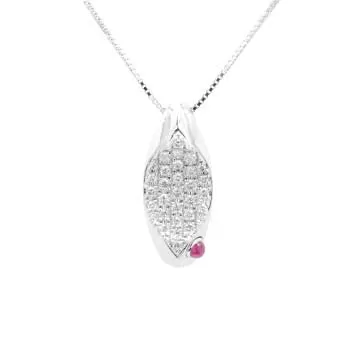 Ladies Diamond Pave and Ruby Pendant