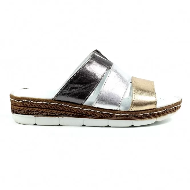 Ladies Lunar Mule Multi Leather Slider Leoni Flats