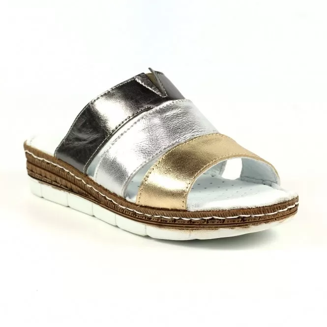 Ladies Lunar Mule Multi Leather Slider Leoni Flats