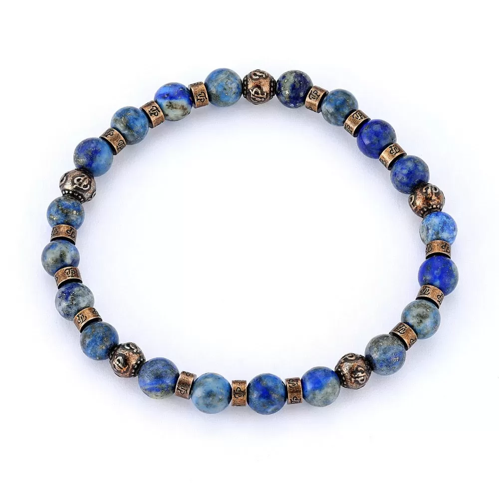 Lapis Lazuli Bead Bracelet - Gold