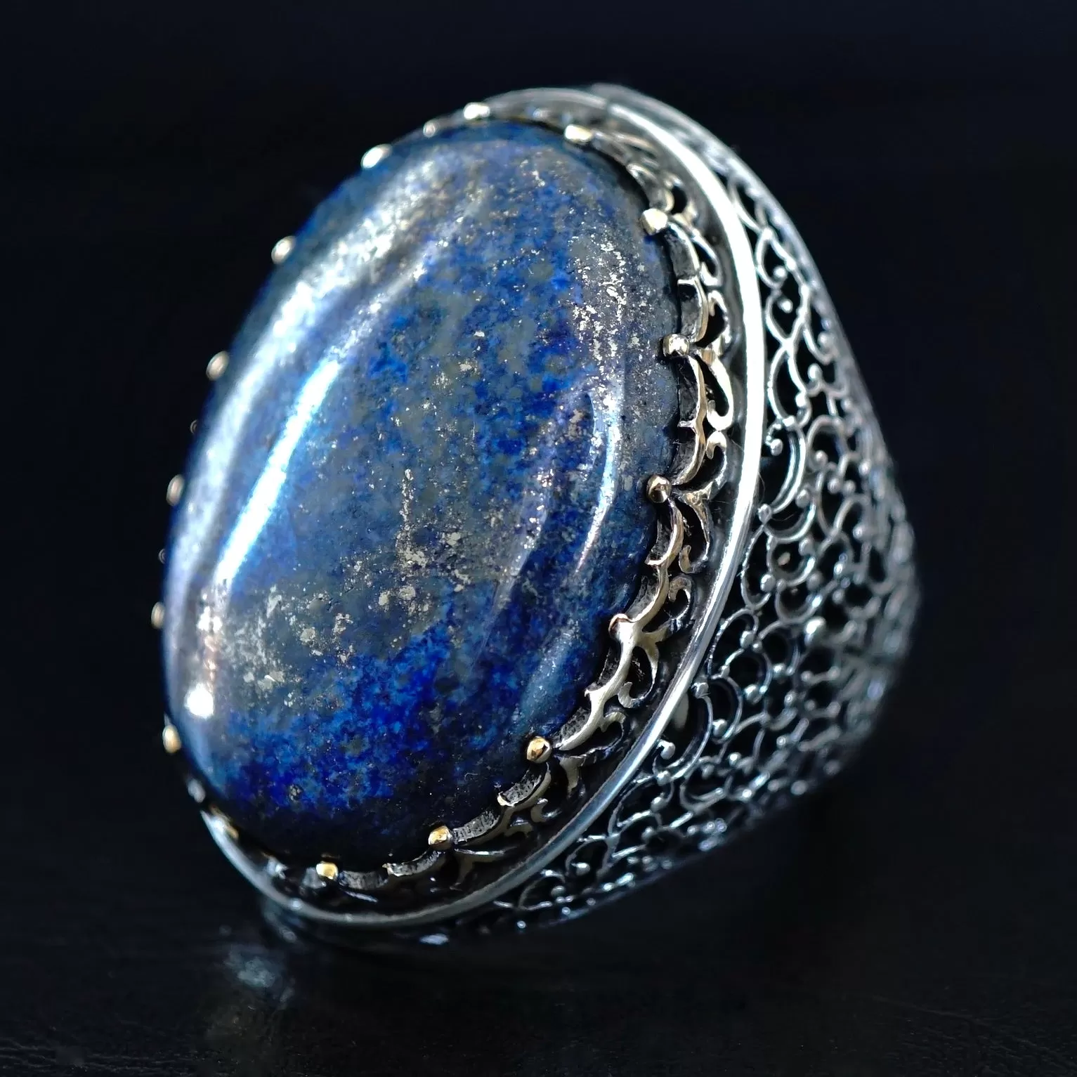 Lapis Lazuli Ring 925 Sterling Silver natural Gemstone Handcrafted Artisan Jewelry