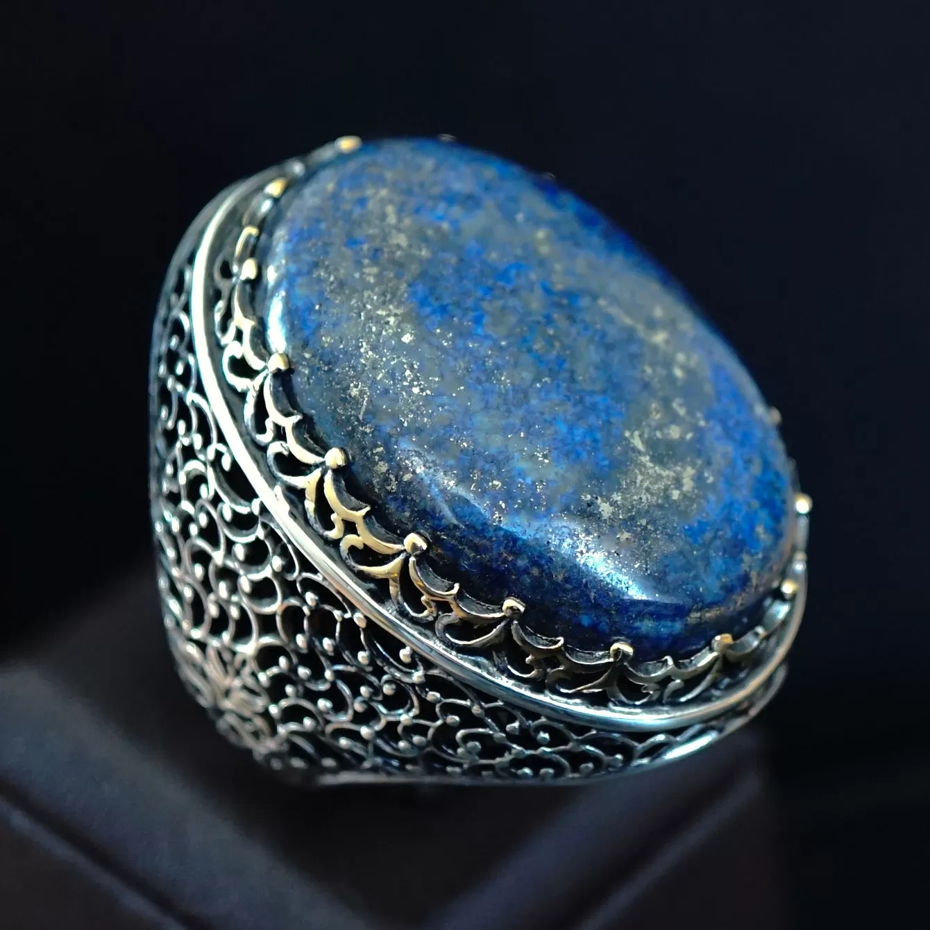 Lapis Lazuli Ring 925 Sterling Silver natural Gemstone Handcrafted Artisan Jewelry