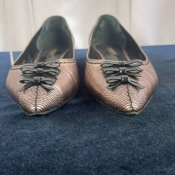 Louis Vuitton Copper w Black Bow Low Heel Shoes