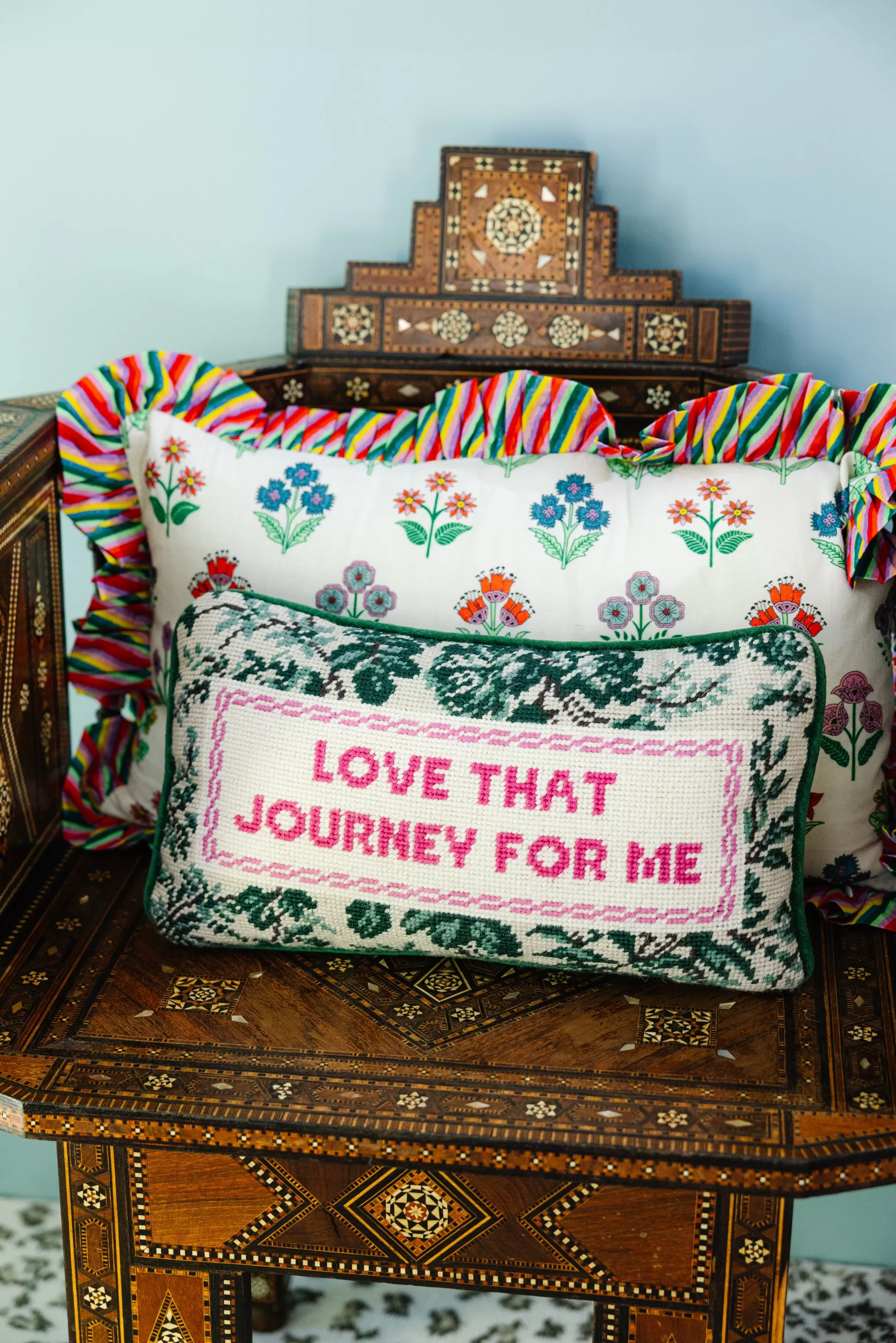 Love That Journey Needlepoint Pillow