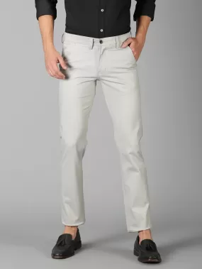 MEN'S ECRU SOLID SLIM FIT TROUSER