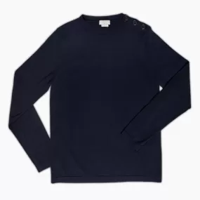 Michael long sleeved jumper with navy-style neckline (dark blue)