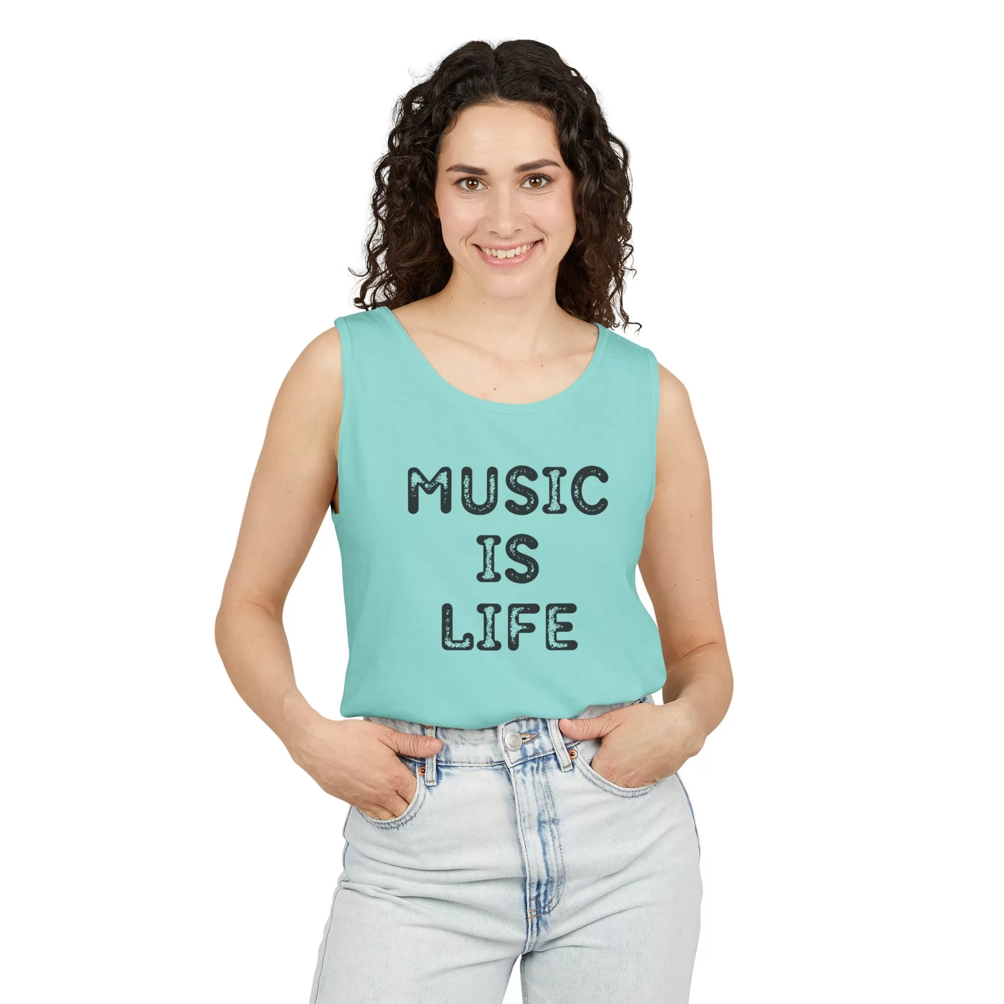 Music Is Life Garment Dyed Tank Top