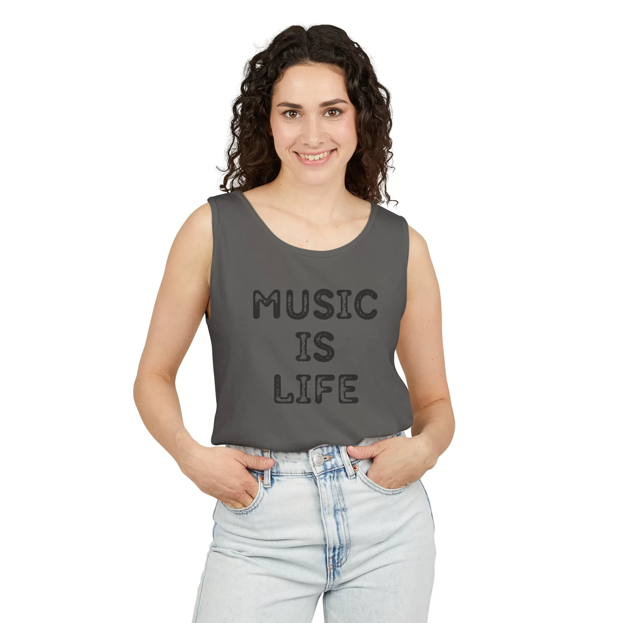 Music Is Life Garment Dyed Tank Top