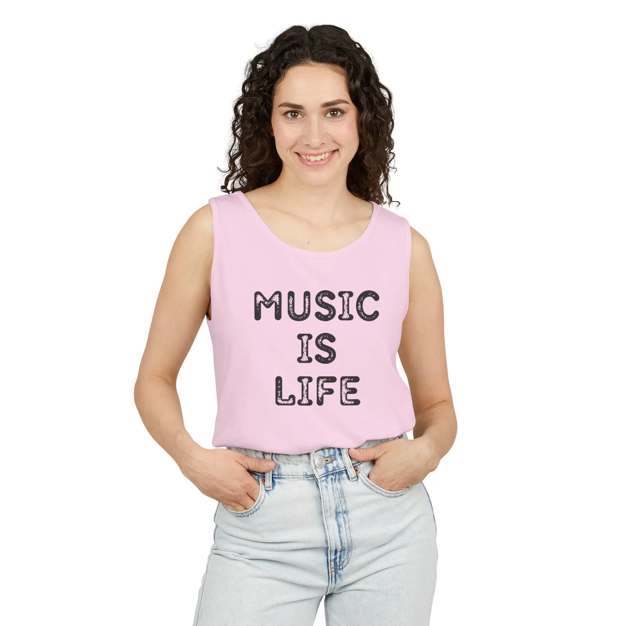 Music Is Life Garment Dyed Tank Top