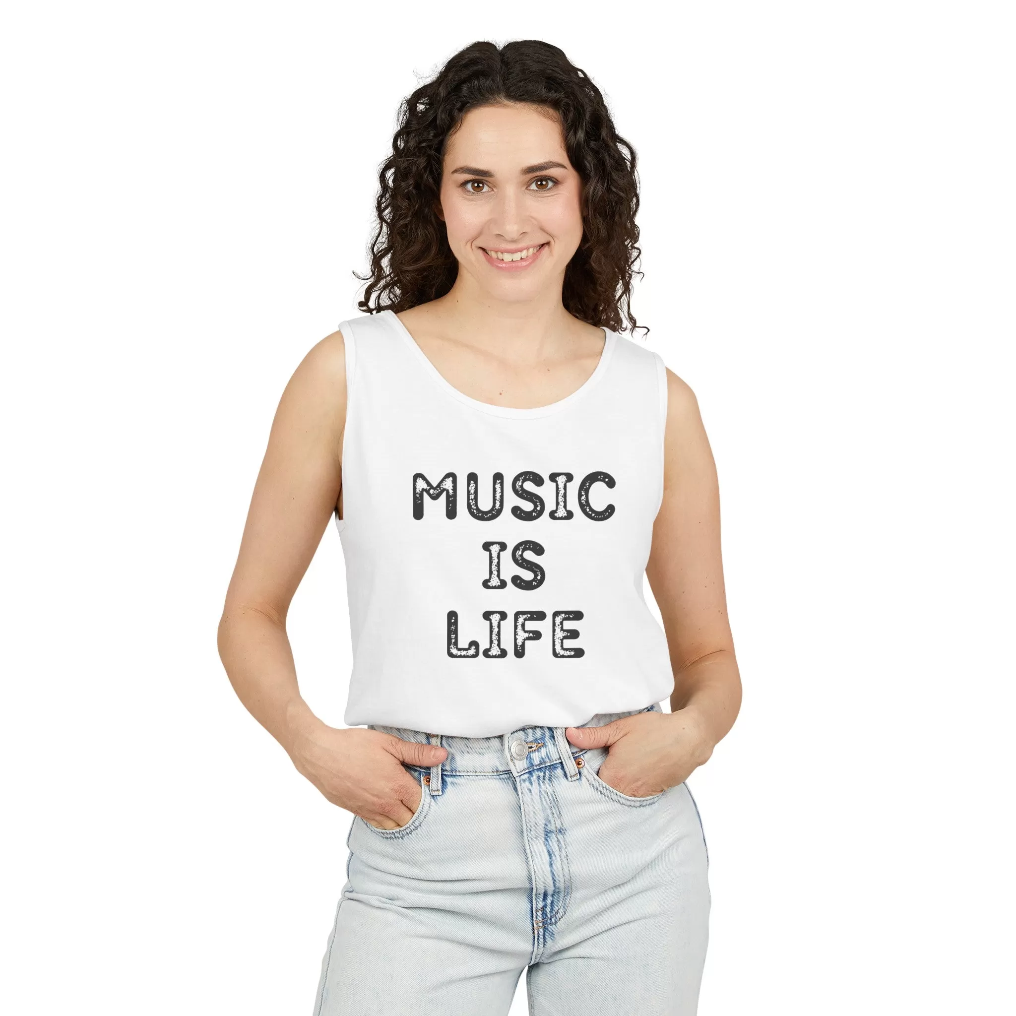 Music Is Life Garment Dyed Tank Top