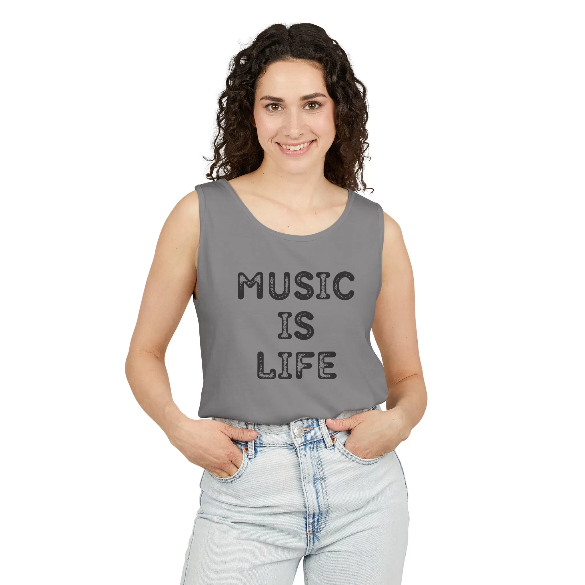 Music Is Life Garment Dyed Tank Top