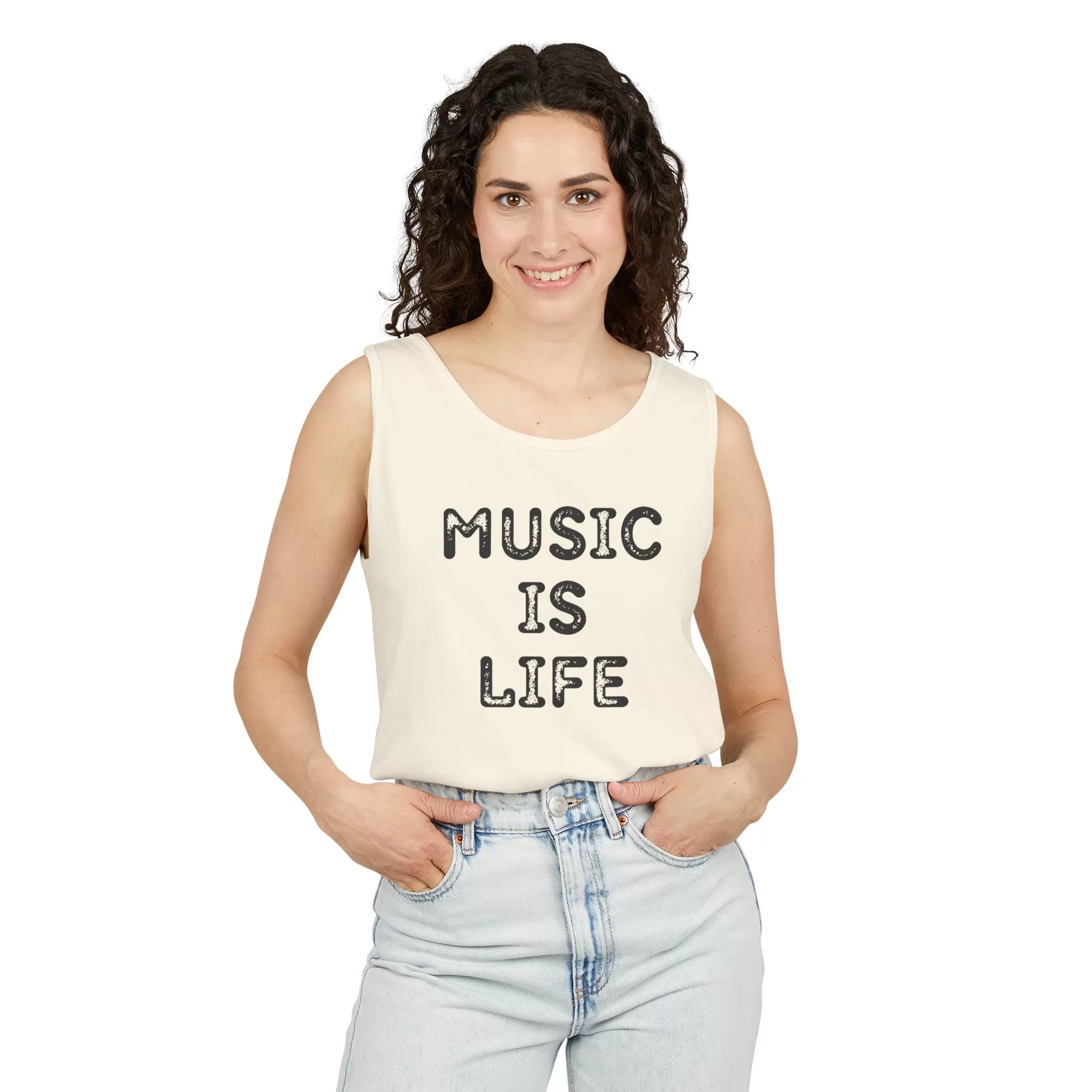 Music Is Life Garment Dyed Tank Top