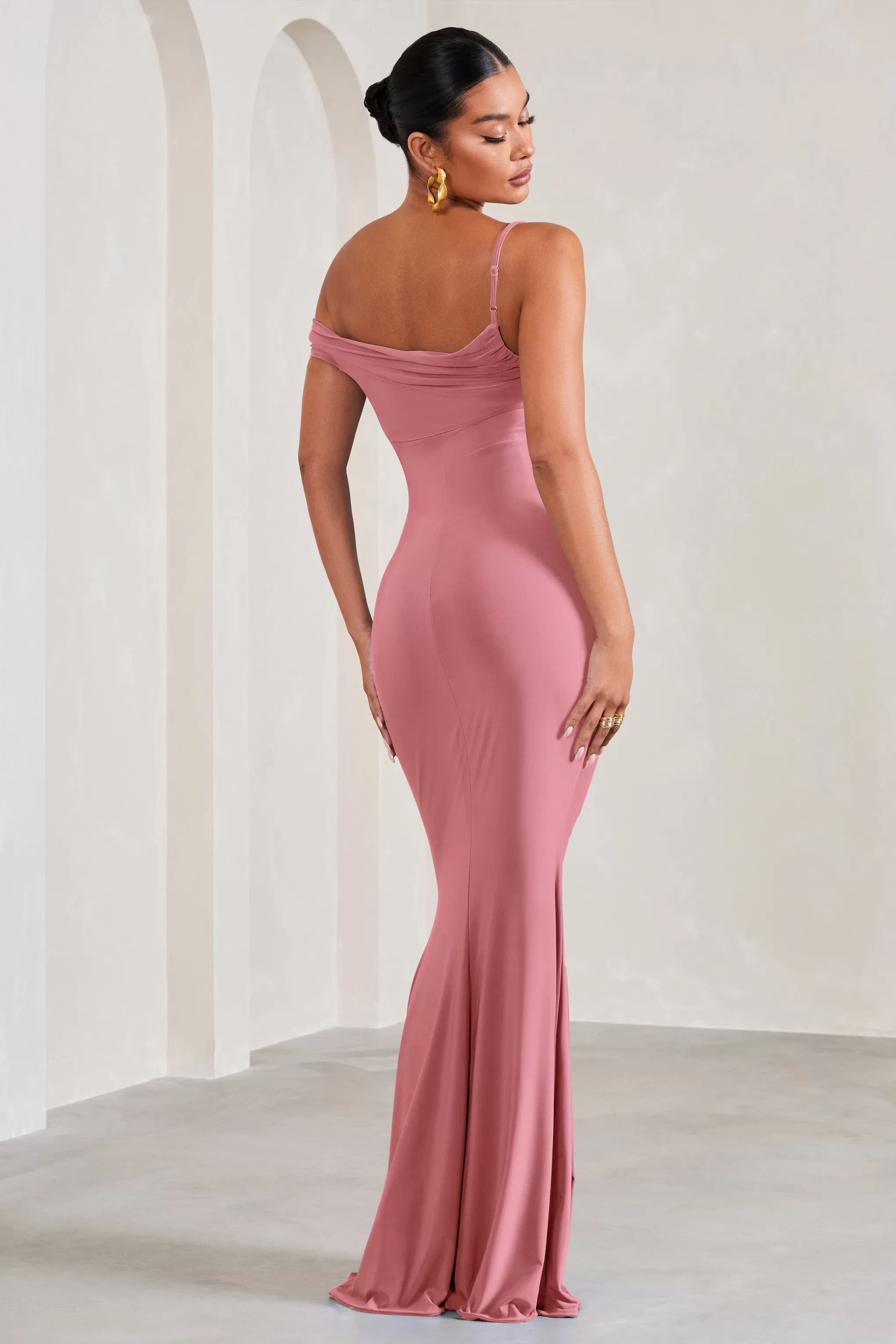 My Wish | Blush Pink Strappy Asymmetric Maternity Maxi Dress