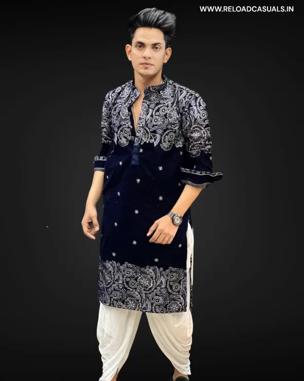 New Heavy Embroidery Small Flower Designer Kurta & Pyjama - Combo