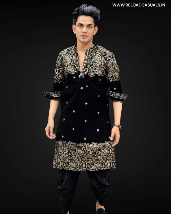 New Heavy Embroidery Small Flower Designer Kurta & Pyjama - Combo