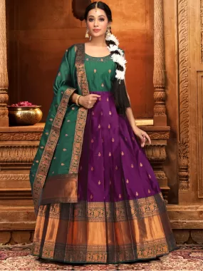 Odette  Purple  Banarasi  Woven Stitched Gown  for Women