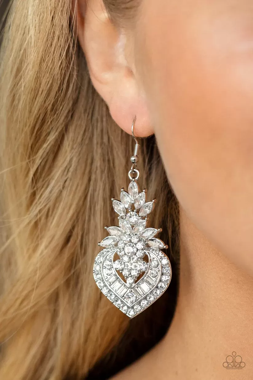 Paparazzi Royal Hustle White Earrings