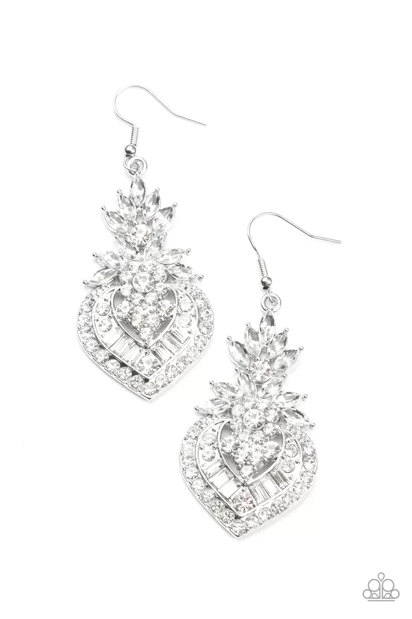 Paparazzi Royal Hustle White Earrings