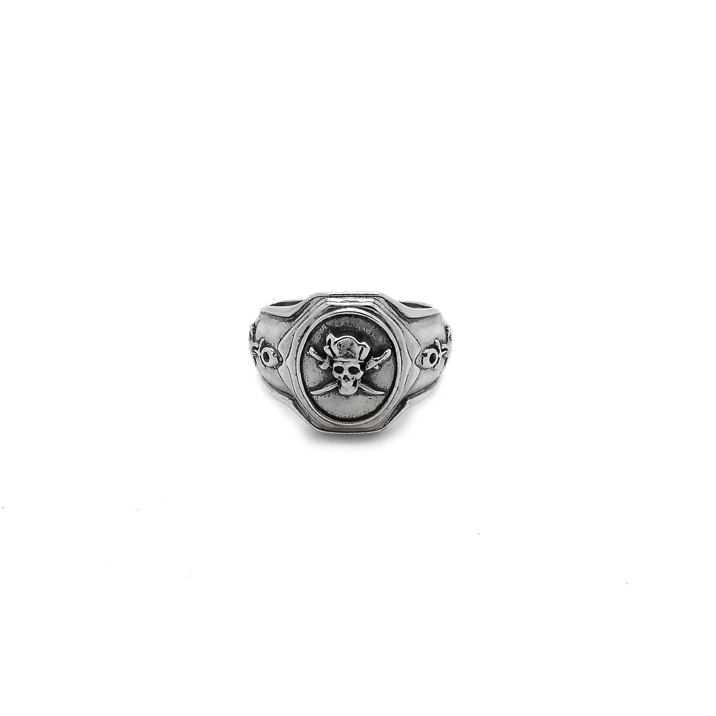 Pirate Skull Ring, Santa Muerte, Sea Anchor Men Silver Ring