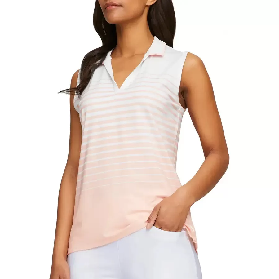 Puma Ladies MATTR Sleeveless Stripe Golf Polo