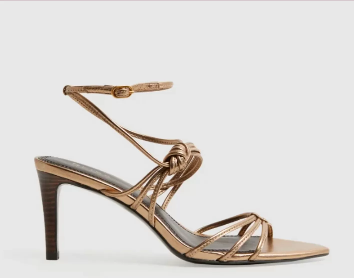 REISS Metallic Bronze Georgina Leather Strappy Heels UK 7 EU 40 👠