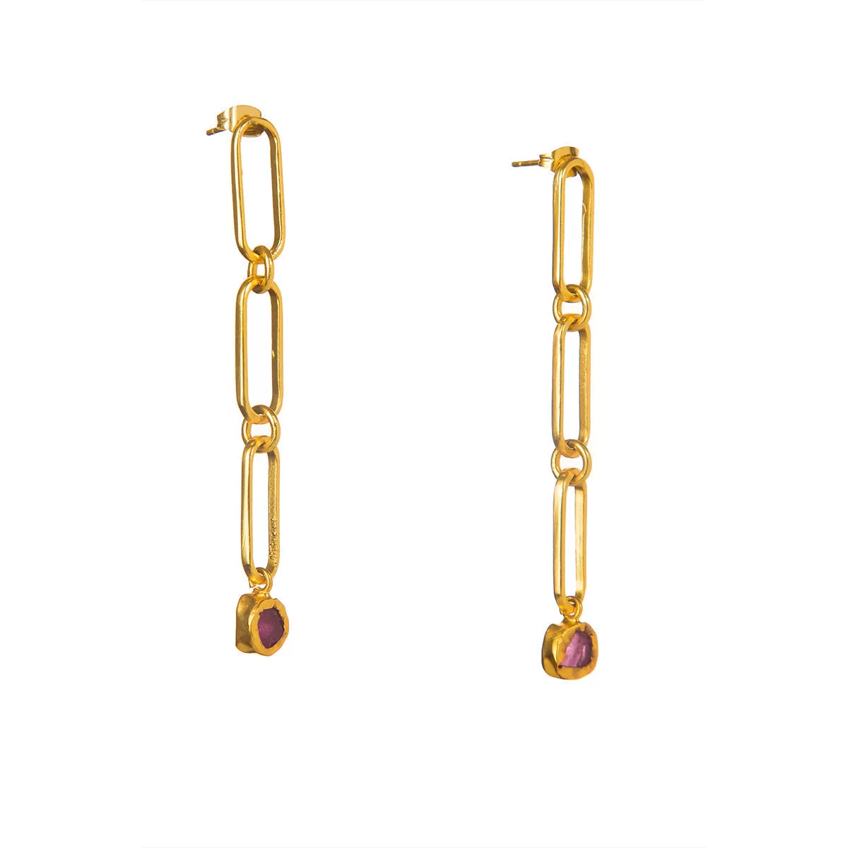 Ruby Linked Drop Earrings