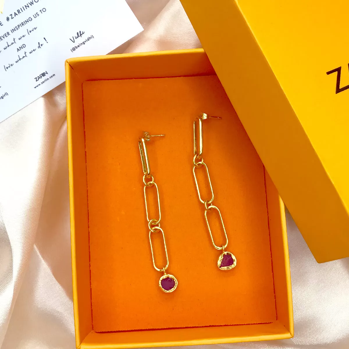 Ruby Linked Drop Earrings