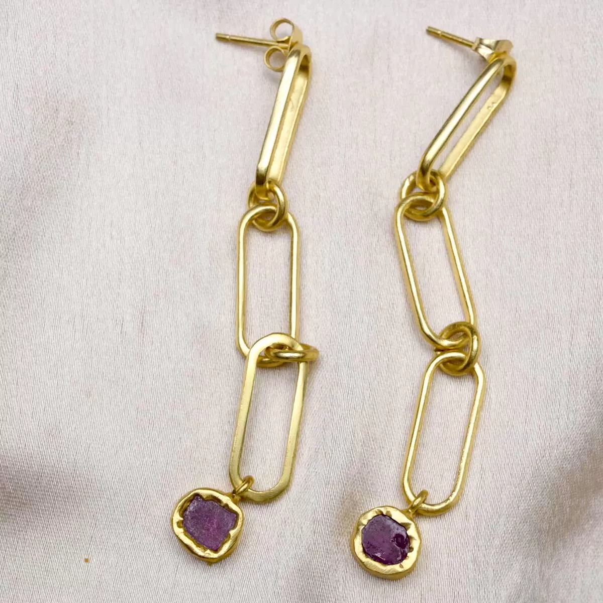 Ruby Linked Drop Earrings