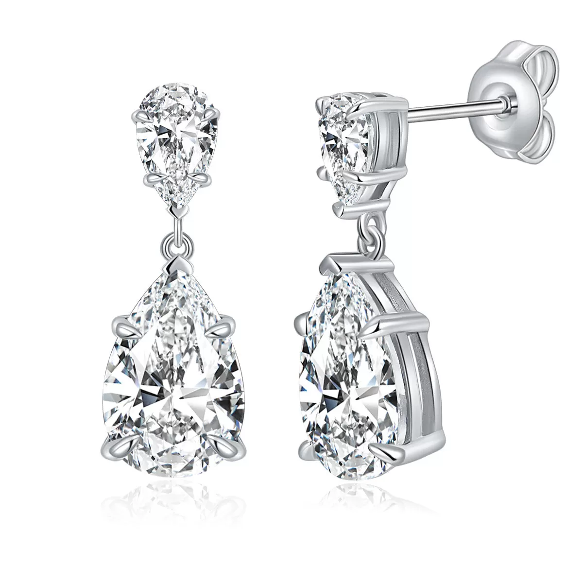 S925 Moissanite Pear Cut Earring