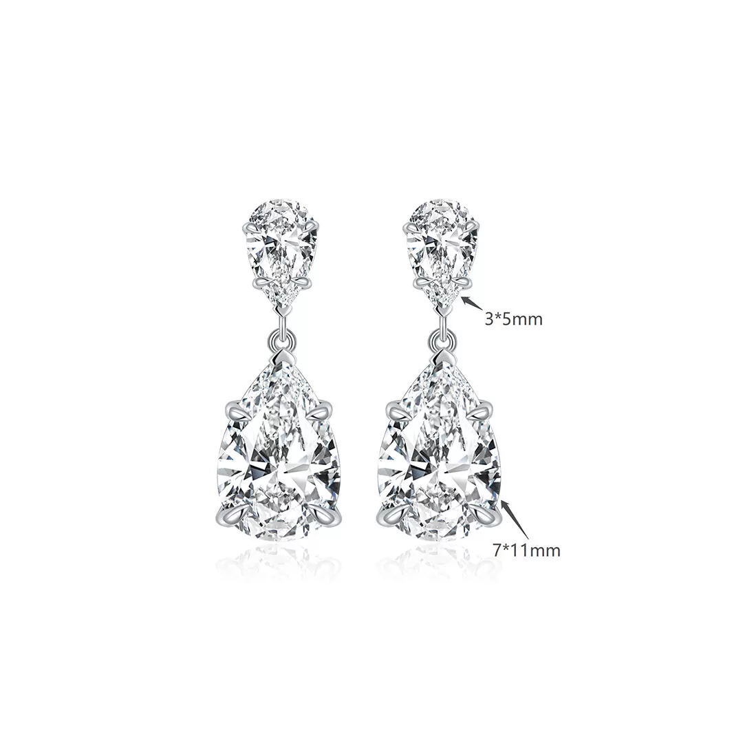 S925 Moissanite Pear Cut Earring