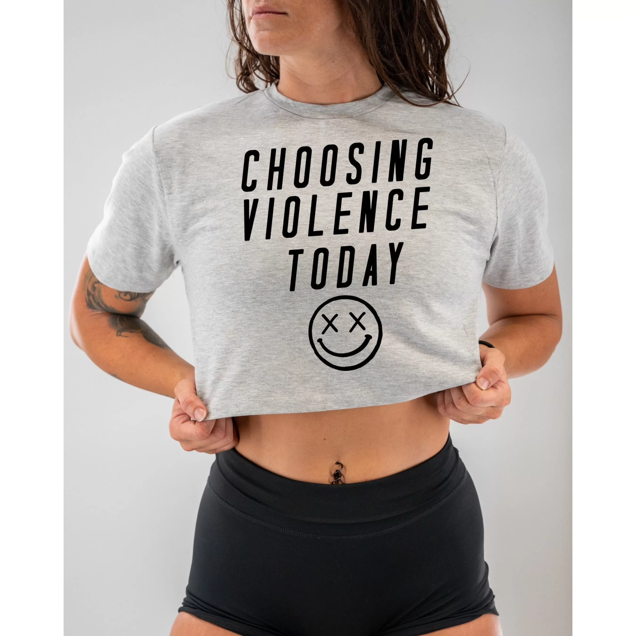 Salty Savage Ladies "CHOOSING VIOLENCE TODAY" Performance Crop Tee