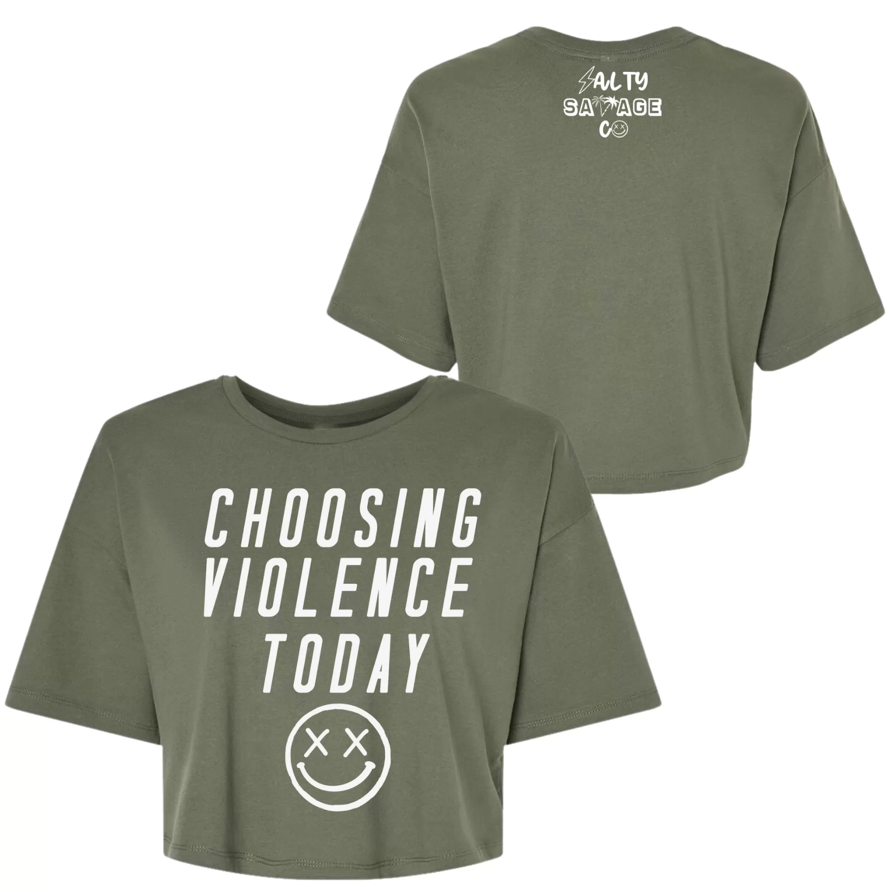 Salty Savage Ladies "CHOOSING VIOLENCE TODAY" Performance Crop Tee