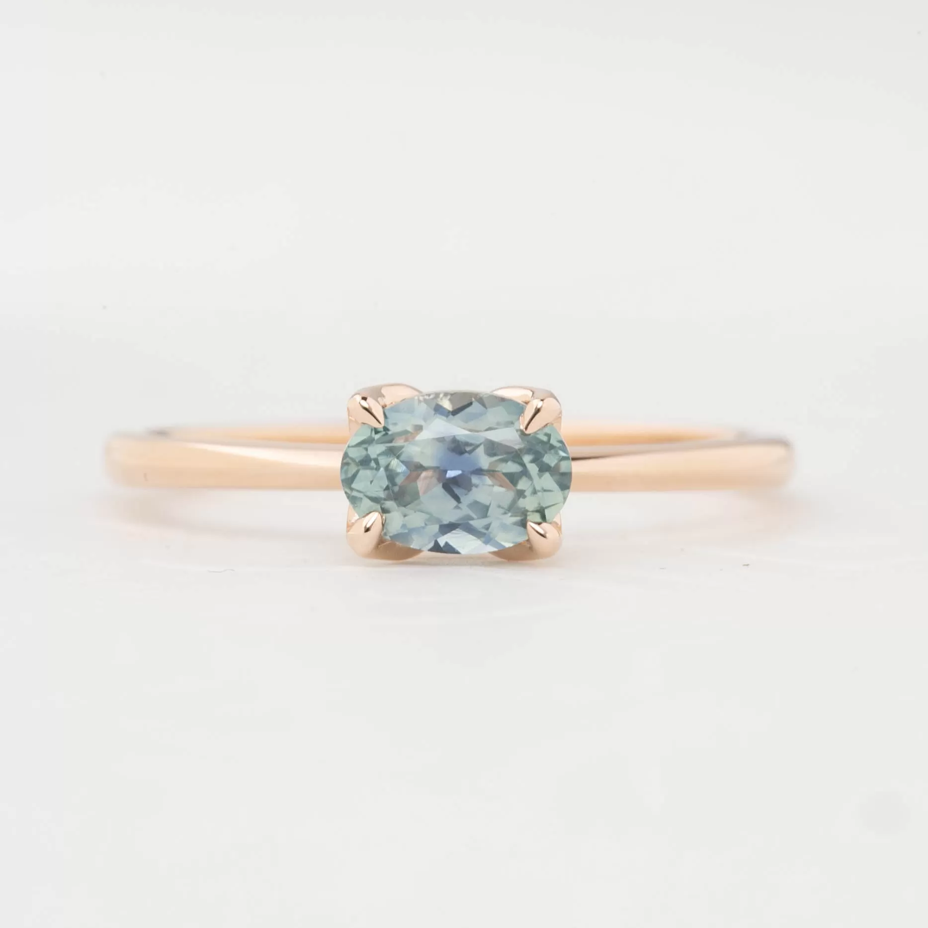 Sara Ring 0.86ct Light Blue East West Montana Sapphire, 14k Rose Gold (One of a kind)