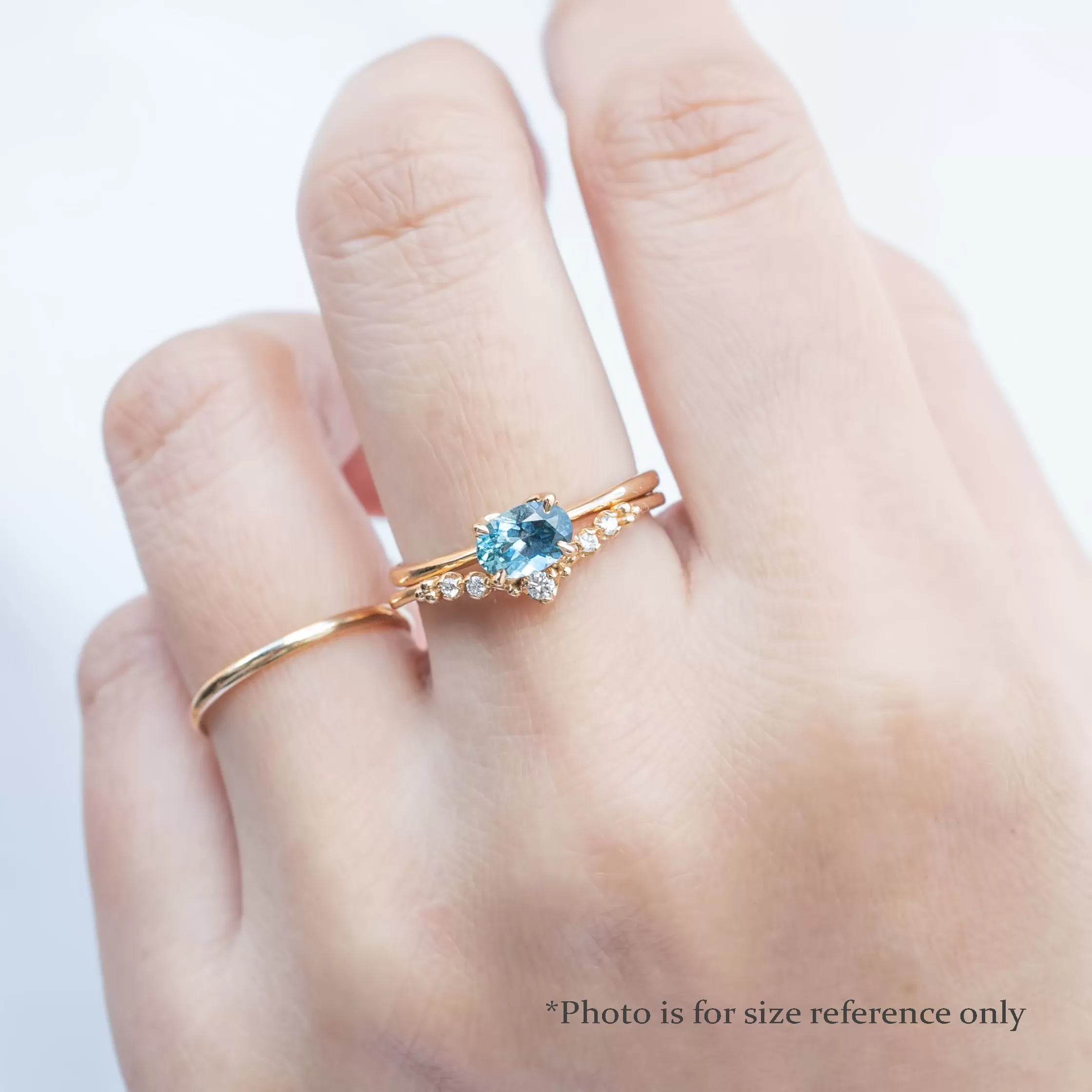 Sara Ring 0.86ct Light Blue East West Montana Sapphire, 14k Rose Gold (One of a kind)