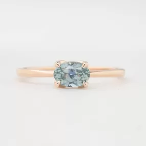 Sara Ring 0.86ct Light Blue East West Montana Sapphire, 14k Rose Gold (One of a kind)