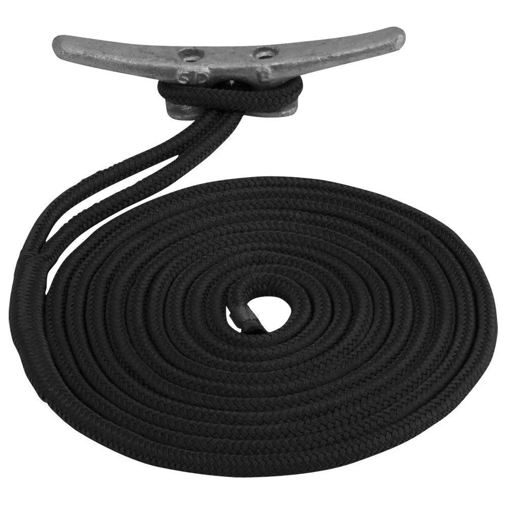 Sea-Dog Double Braided Nylon Dock Line - 5/8 x 15 - Black [302116015BK-1]